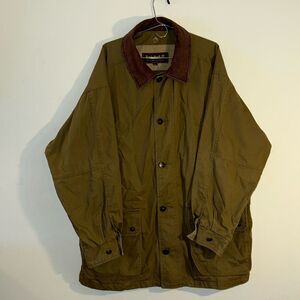 Vintage Timberland Barn Jacket Khaki Green Brown Leather SIZE  XL